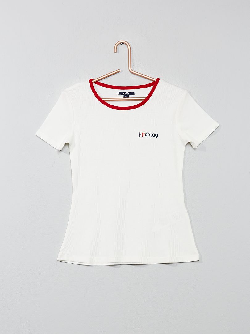 Camiseta de punto de canalé BEIGE - Kiabi