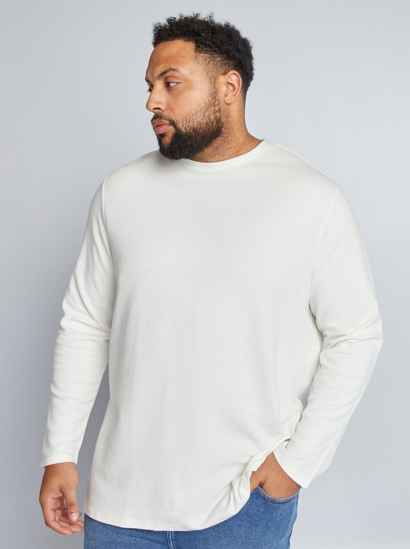 Camiseta de punto de canalé Blanco - Kiabi