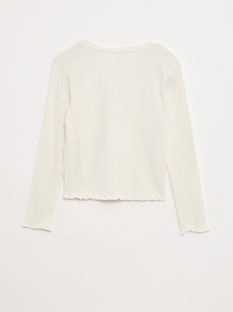 Camiseta de punto de canalé Blanco - Kiabi