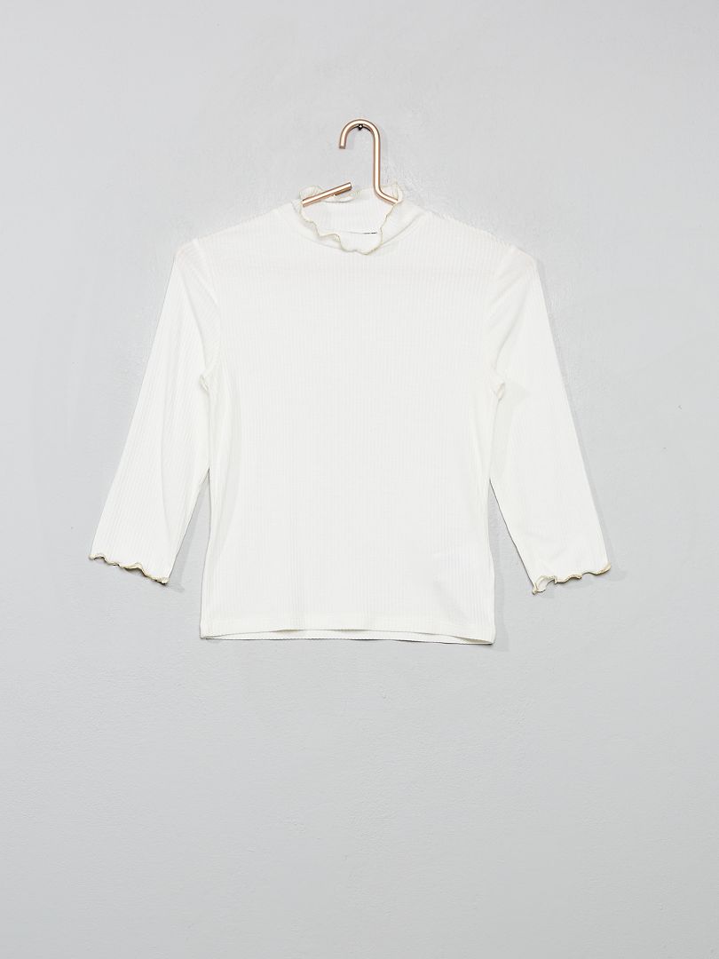Camiseta de punto de canalé Blanco - Kiabi