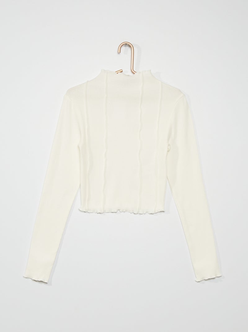 Camiseta de punto de canalé Blanco - Kiabi