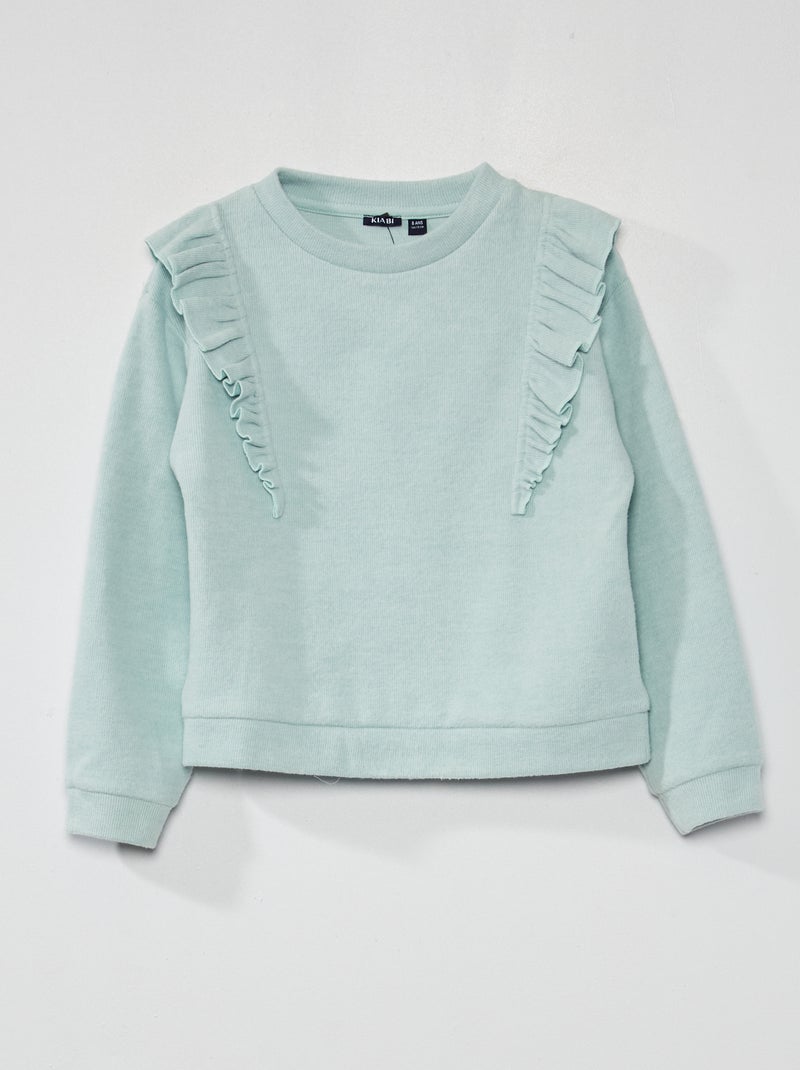 Camiseta de punto de canalé con cuello redondo AZUL - Kiabi