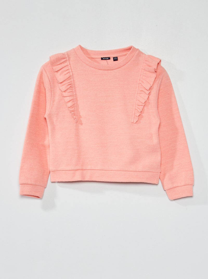 Camiseta de punto de canalé con cuello redondo ROSA - Kiabi