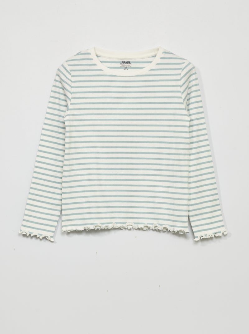 Camiseta de punto de canalé con estampado AZUL - Kiabi