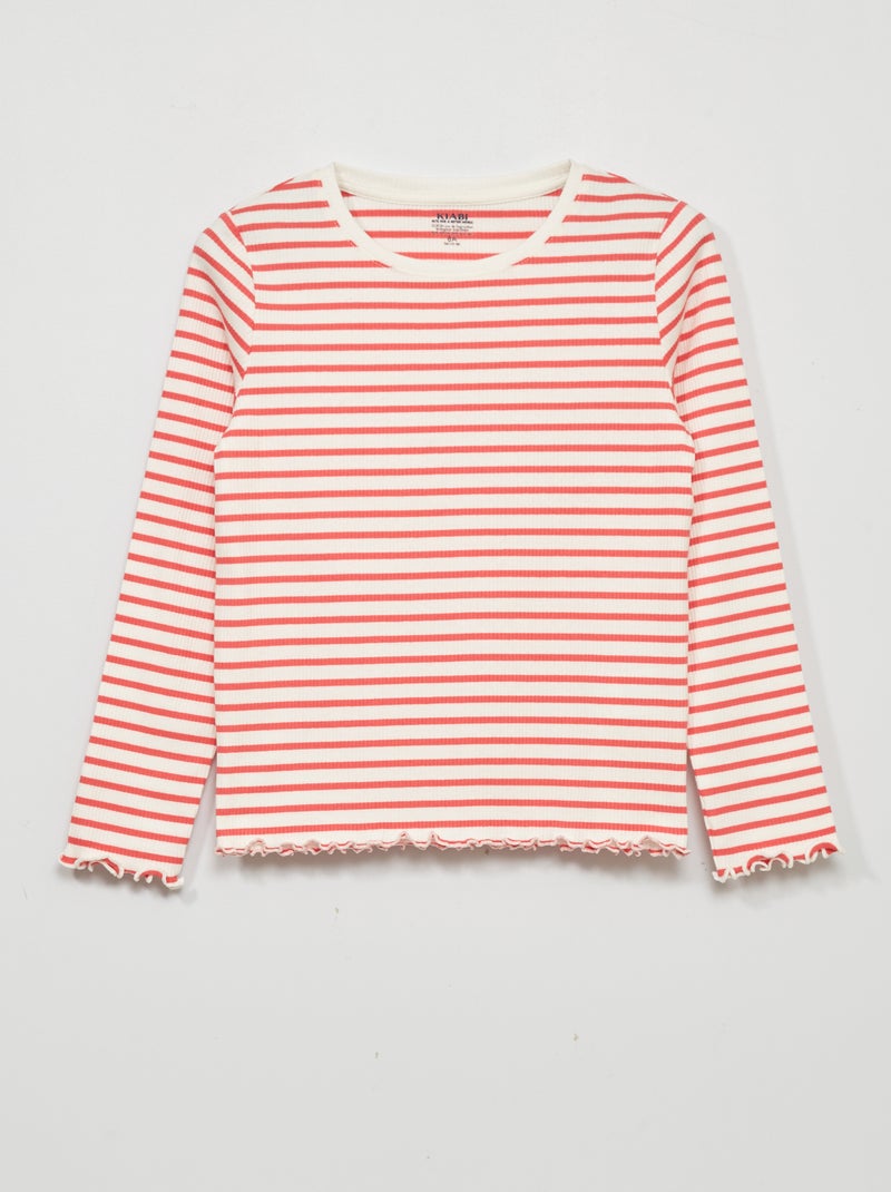 Camiseta de punto de canalé con estampado ROSA - Kiabi
