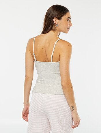 Camiseta de punto de canalé con tirantes finos