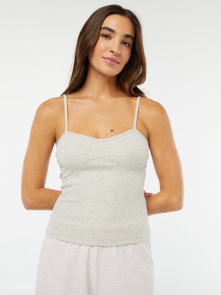 Camiseta de punto de canalé con tirantes finos
