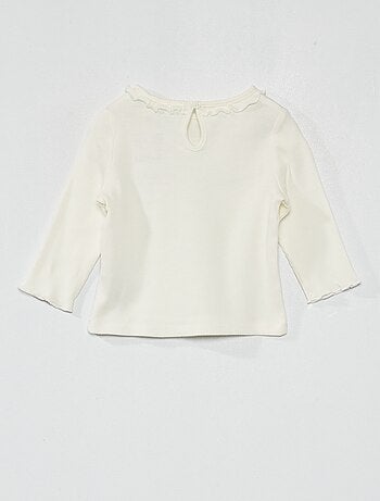 Camiseta de punto de canalé con volante en el cuello