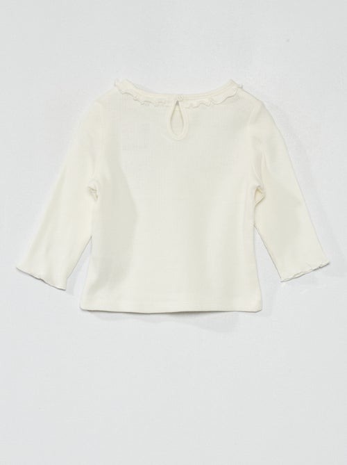 Camiseta de punto de canalé con volante en el cuello - Kiabi