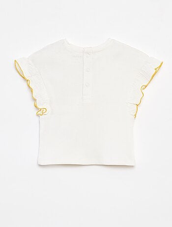 Camiseta de punto de canalé con volantes en las mangas