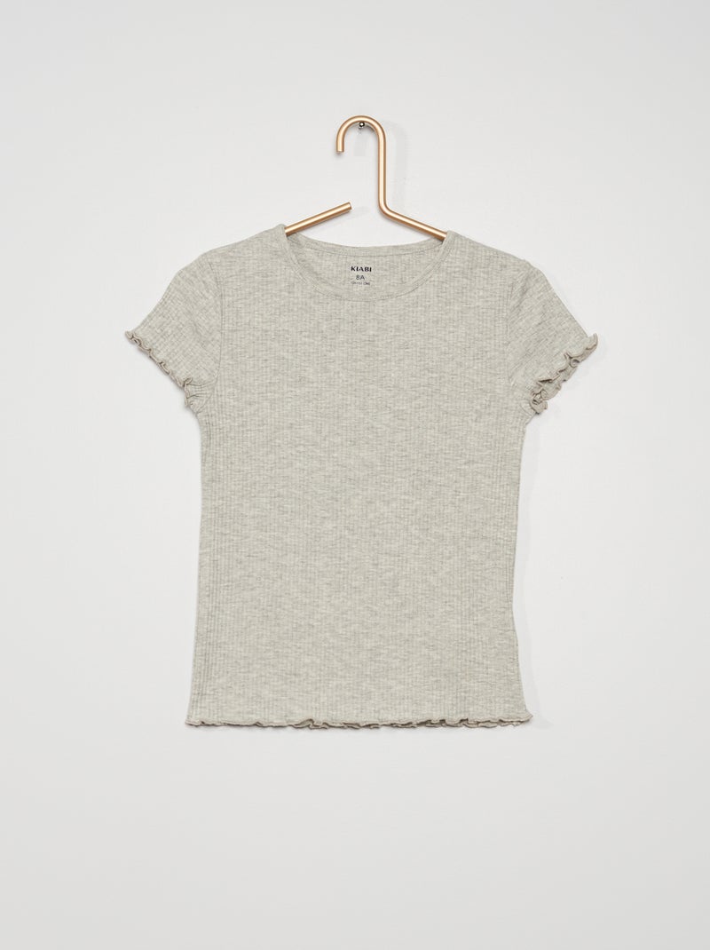 Camiseta de punto de canalé GRIS - Kiabi