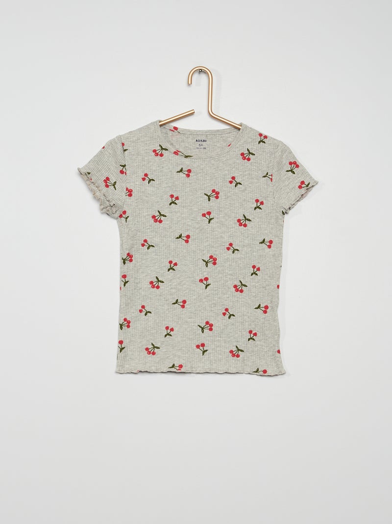 Camiseta de punto de canalé GRIS - Kiabi