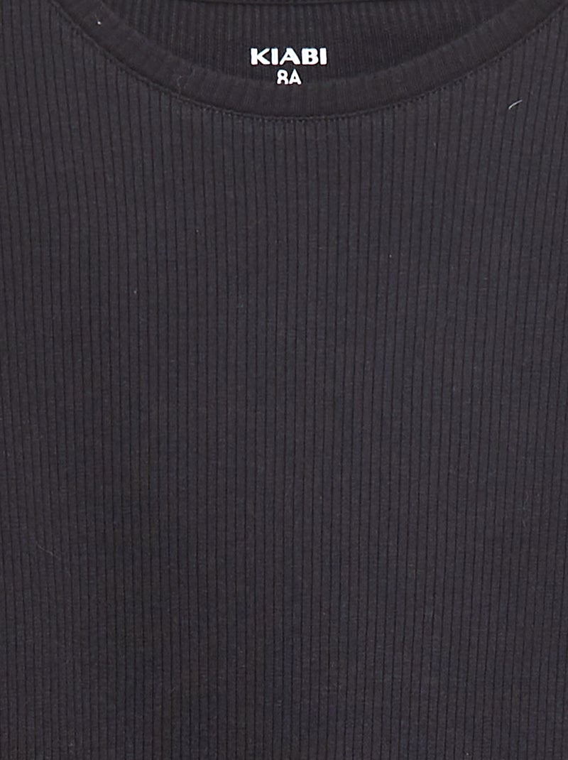 Camiseta de punto de canalé negro - Kiabi