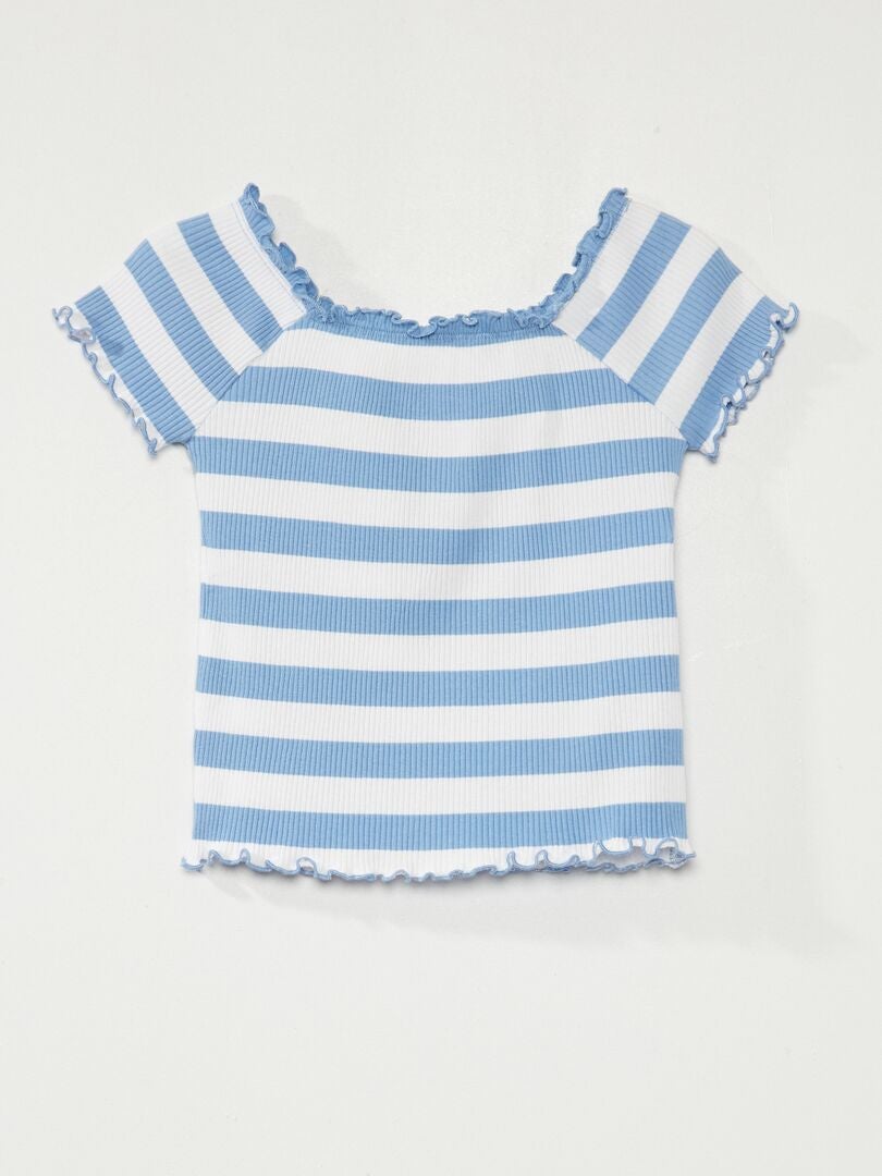 Camiseta de punto de canalé 'rayas' a rayas azul - Kiabi