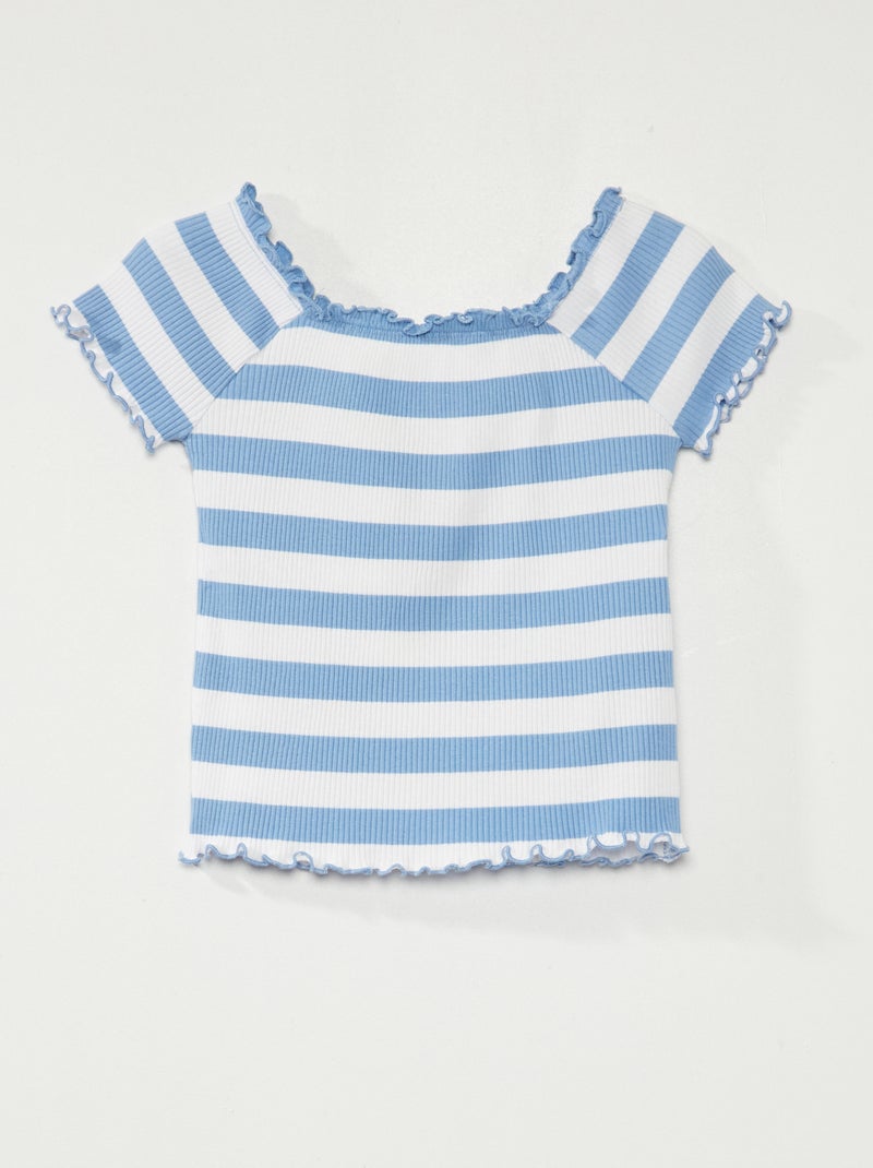Camiseta de punto de canalé 'rayas' a rayas azul - Kiabi