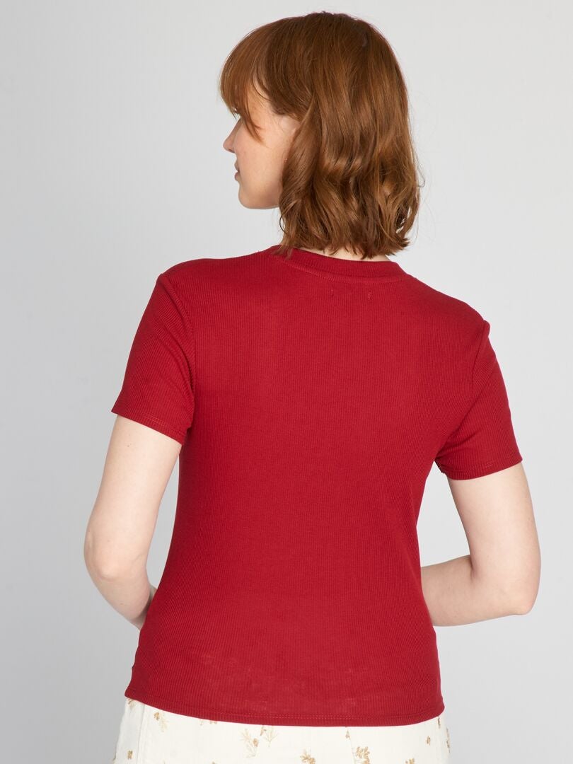 Camiseta de punto de canalé Rojo - Kiabi