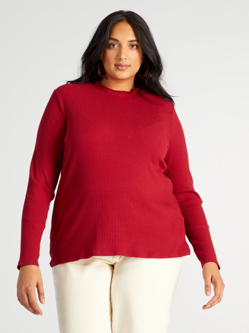 Camiseta de punto de canalé ROJO - Kiabi