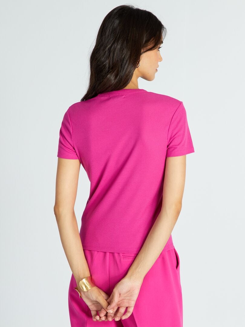 Camiseta de punto de canalé Rosa - Kiabi