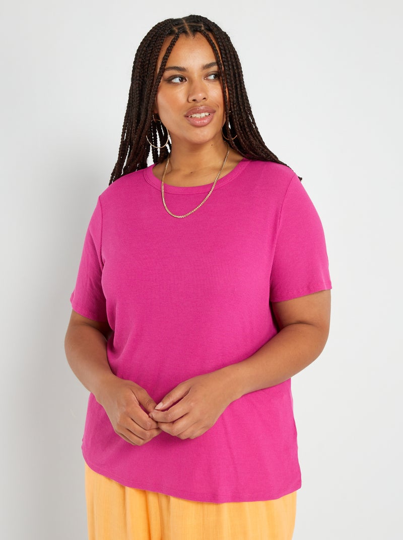 Camiseta de punto de canalé Rosa - Kiabi