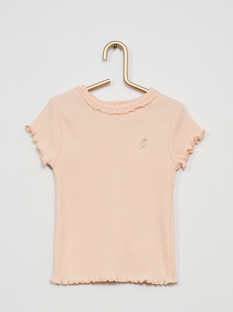 Camiseta de punto de canalé ROSA - Kiabi