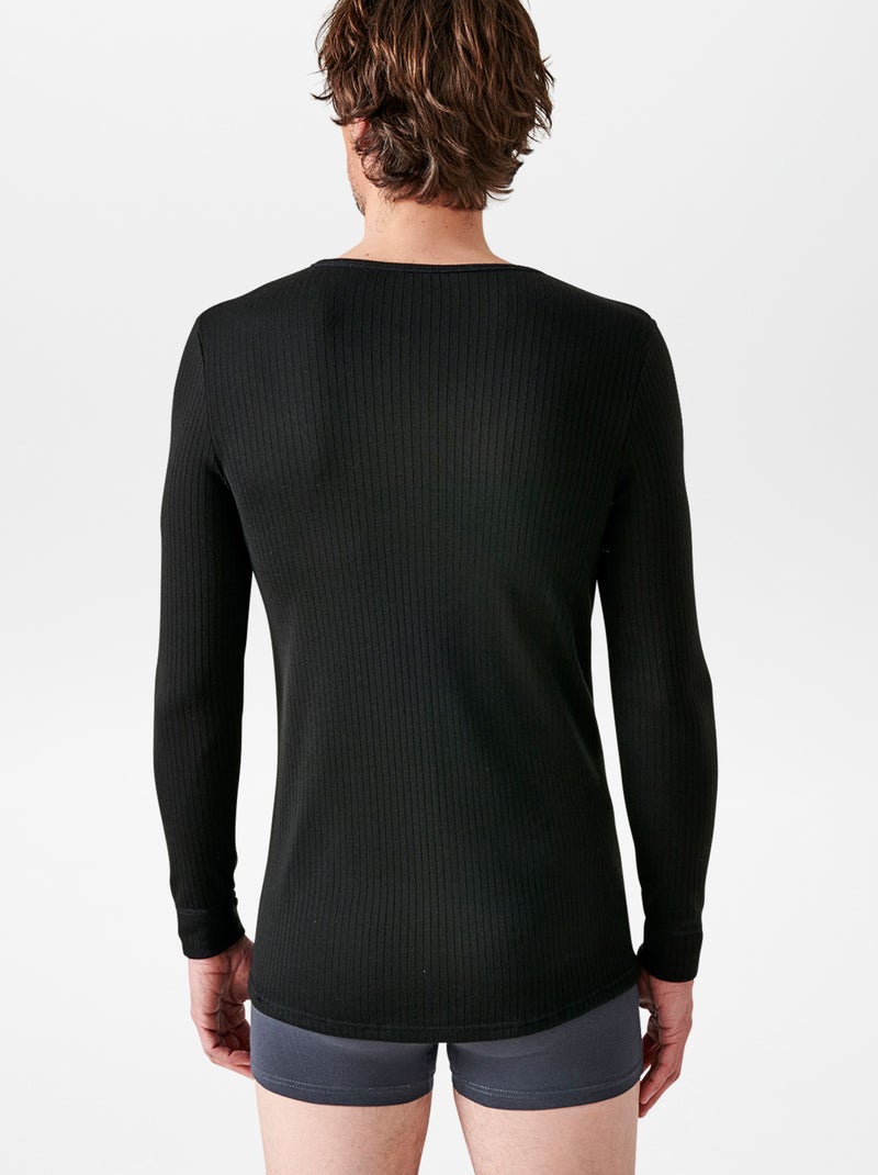 Camiseta de punto de canalé thermolactyl 'Damart' negro - Kiabi