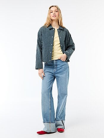 Camiseta de punto de canalé y manga corta