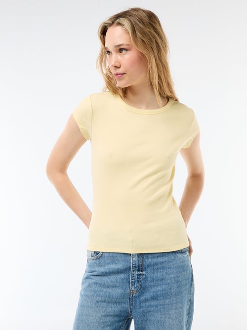 Camiseta de punto de canalé y manga corta - Kiabi