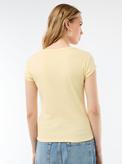 Camiseta de punto de canalé y manga corta - Kiabi