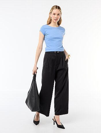 Camiseta de punto de canalé y manga corta