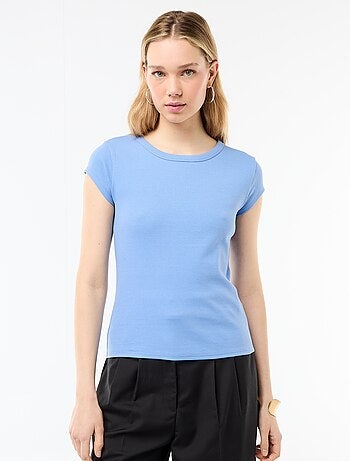 Camiseta de punto de canalé y manga corta