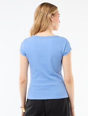 Camiseta de punto de canalé y manga corta