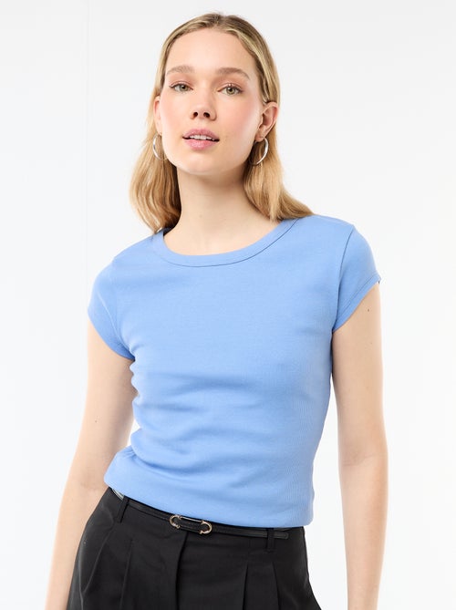 Camiseta de punto de canalé y manga corta - Kiabi