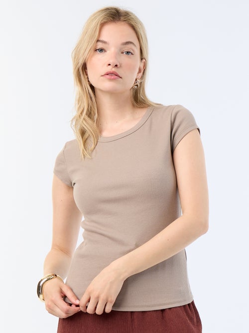 Camiseta de punto de canalé y manga corta - Kiabi