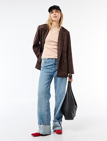 Camiseta de punto de canalé y manga corta