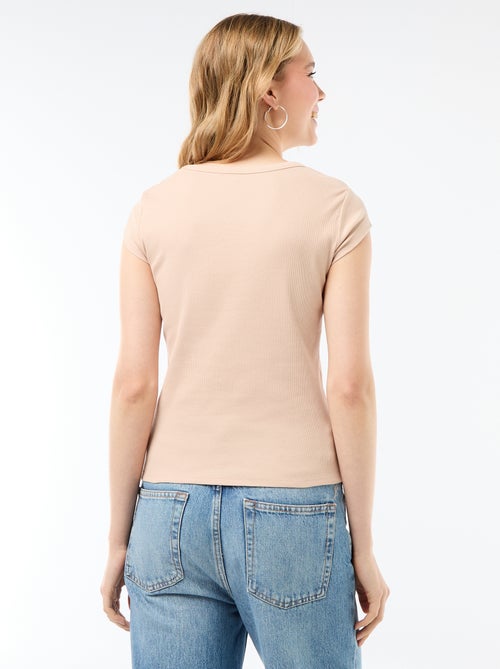 Camiseta de punto de canalé y manga corta - Kiabi