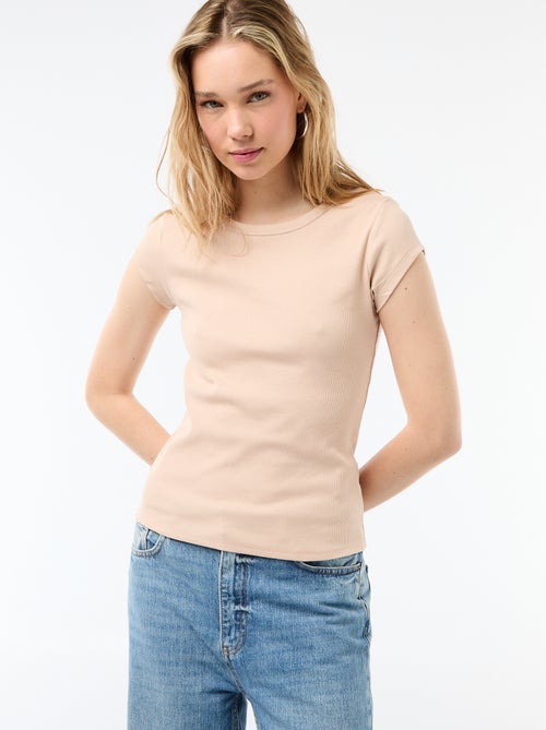 Camiseta de punto de canalé y manga corta - Kiabi