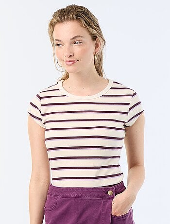Camiseta de punto de canalé y manga corta