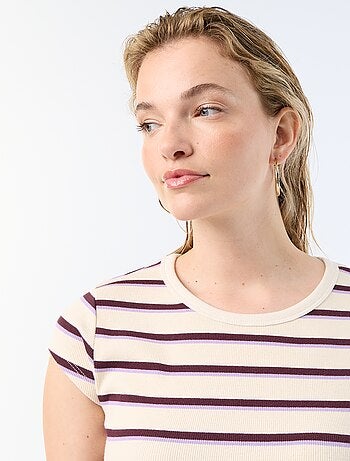Camiseta de punto de canalé y manga corta