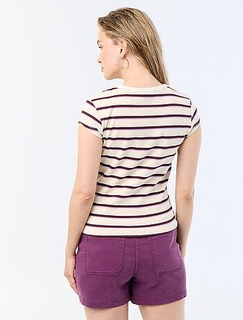 Camiseta de punto de canalé y manga corta