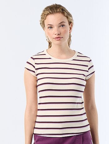 Camiseta de punto de canalé y manga corta