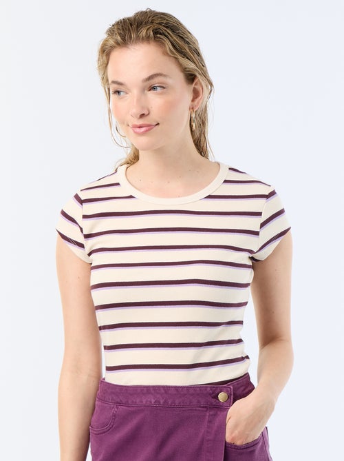 Camiseta de punto de canalé y manga corta - Kiabi
