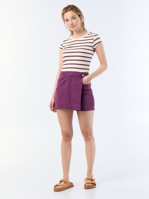 Camiseta de punto de canalé y manga corta - Kiabi