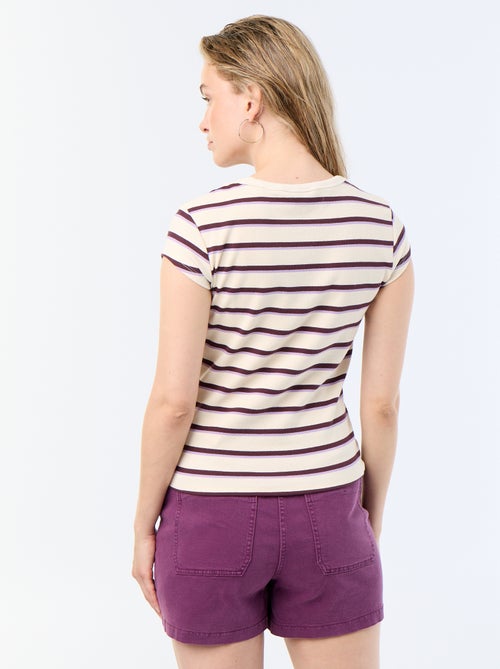Camiseta de punto de canalé y manga corta - Kiabi