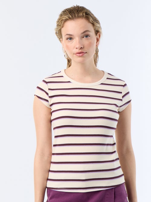 Camiseta de punto de canalé y manga corta - Kiabi