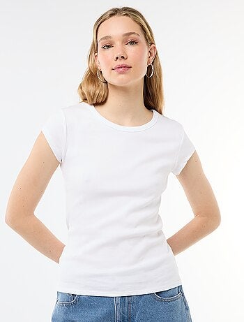 Camiseta de punto de canalé y manga corta