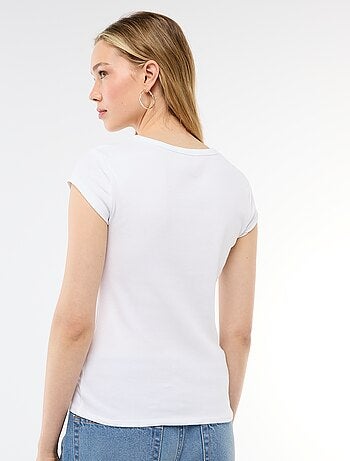 Camiseta de punto de canalé y manga corta