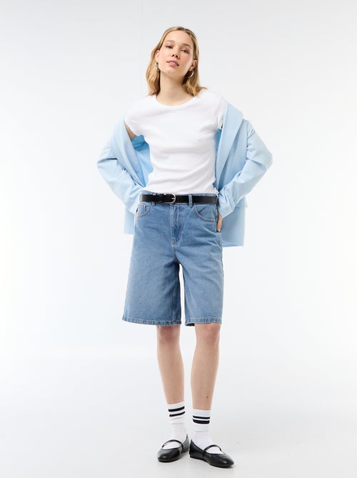 Camiseta de punto de canalé y manga corta - Kiabi Camiseta de punto de canalé y manga corta - Kiabi