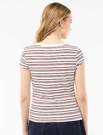 Camiseta de punto de canalé y manga corta