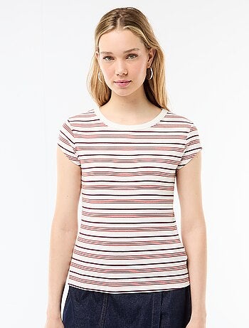 Camiseta de punto de canalé y manga corta