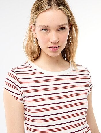 Camiseta de punto de canalé y manga corta